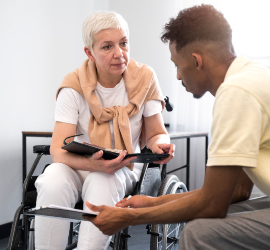 nurse helping patient 